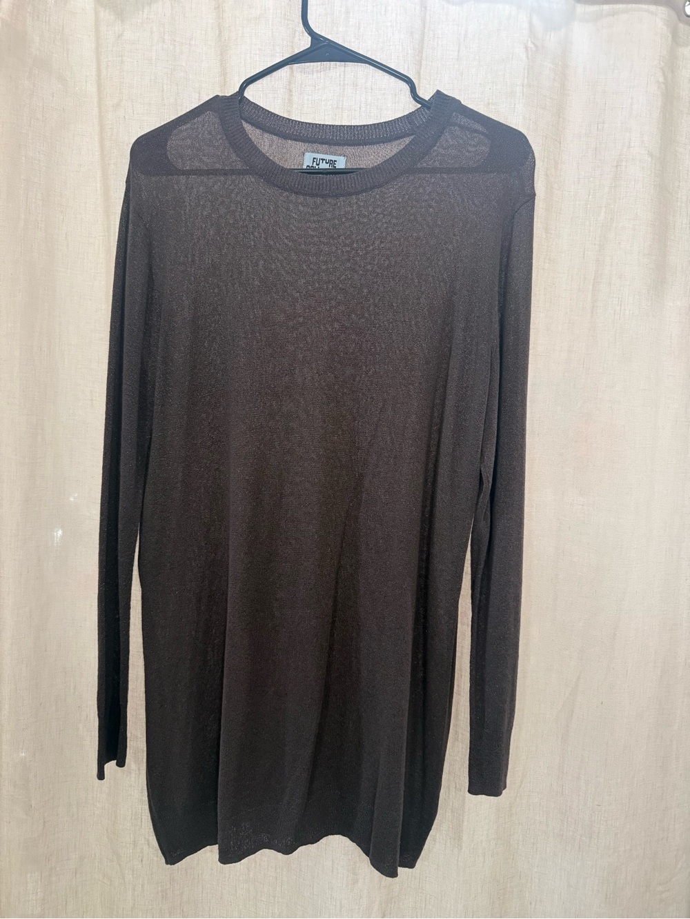 NÜ by Staff Women’s Long Sleeve Brown Sheer Knit Dress
